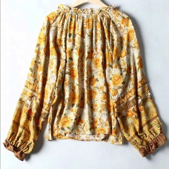 New! Sale 🔥 Boho Floral Print Tassels V Neck Long Sleeve Top - Picture 6 of 7
